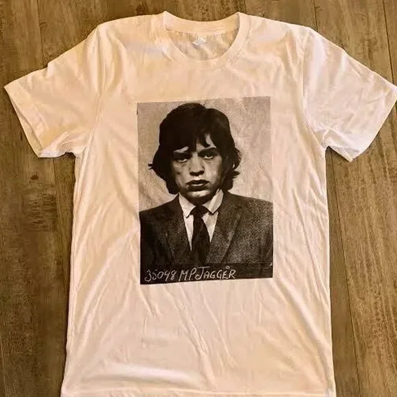Mick Jagger Tee Unisex, Retro Design Mick Jagger Rolling Stones T-Shirt White - Picture 2 of 4